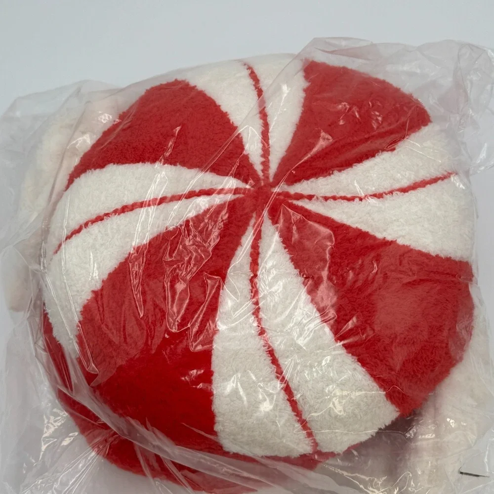 Peppermint Candy Plush Pillow Set of 2 Christmas Decor Soft Cushion NEW‎